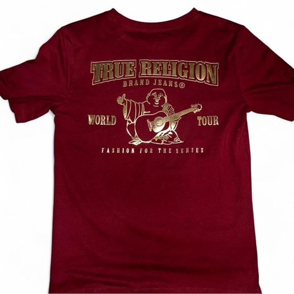 True Religion Kids Maroon Tee with Gold Logo - Picture 3 of 3